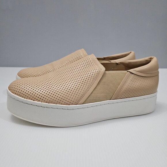NEW Vince Warren II Sneaker Platform Slip On Loafer Perforated Tan Leather 9.5 - Picture 13 of 13